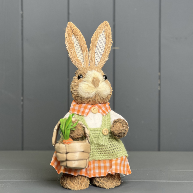 Rabbit Ornament with Basket in Orange Dress detail page
